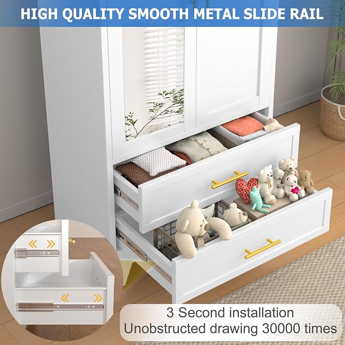 GAIOUS Steel Armoire Wardrobe Closet - Image 4
