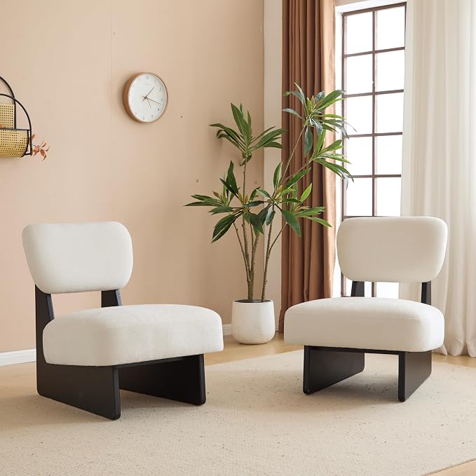 GDFStudio Upholstered Armless Accent Chairs Set of 2 Modern Side Chair - Image 3