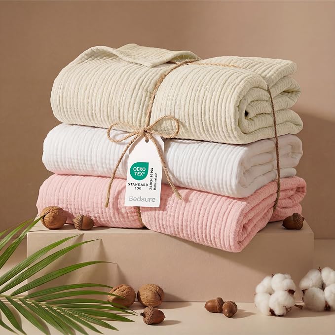 Bedsure 100% Cotton Muslin Blanket King Size - Image 5
