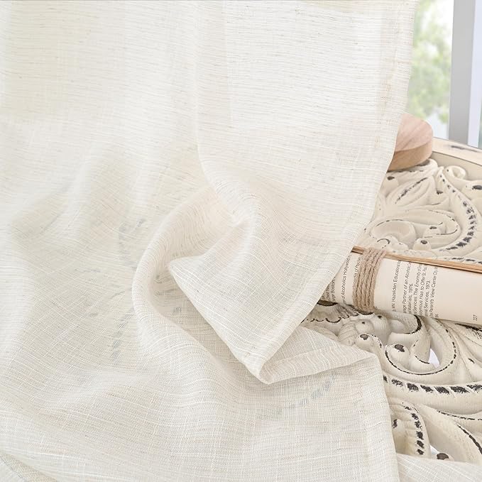 BGment 90 Inches Long Linen Semi Sheer Curtains - Image 7