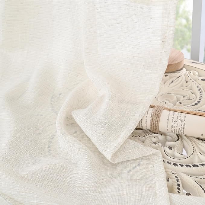 BGment Ivory Linen Cafe Curtains 36 Inch Length - Image 7