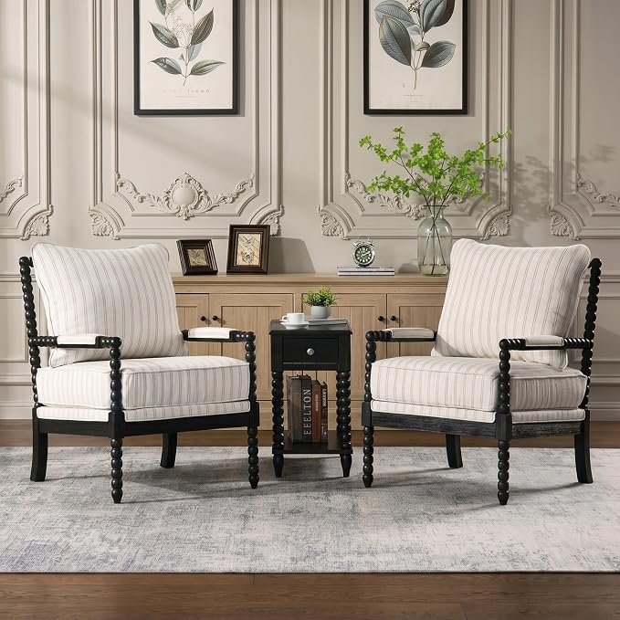 DUHOME Linen Fabric Spindle Accent Chair - Image 3
