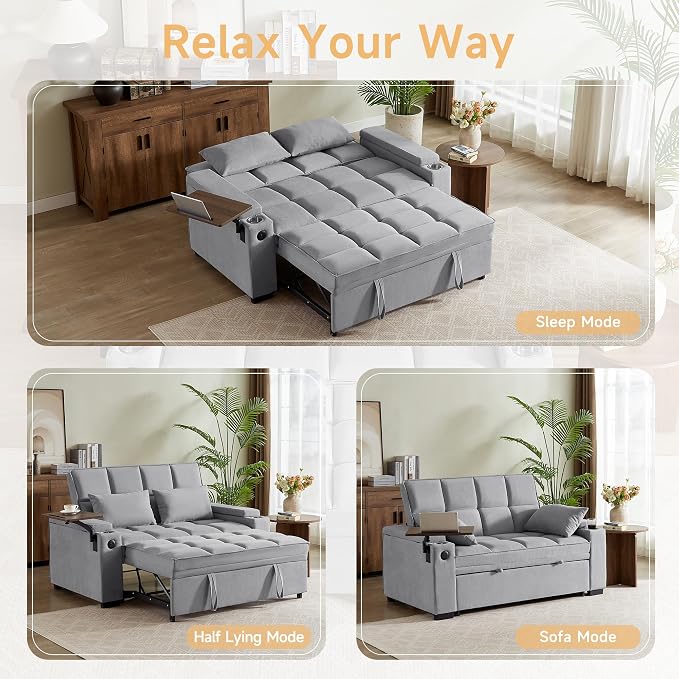 Auvsoce 65'' Chaise Lounge Chair Indoor, 3-in-1 Convertible Sofa Bed - Image 6