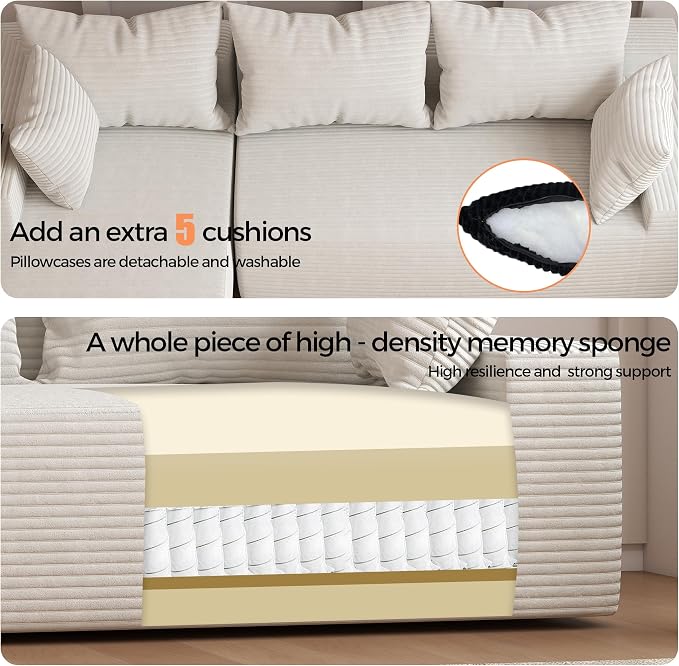 108"Modern Sectional Sofa, Modular Convertible L-Shape Sofas, Upholstered - Image 5