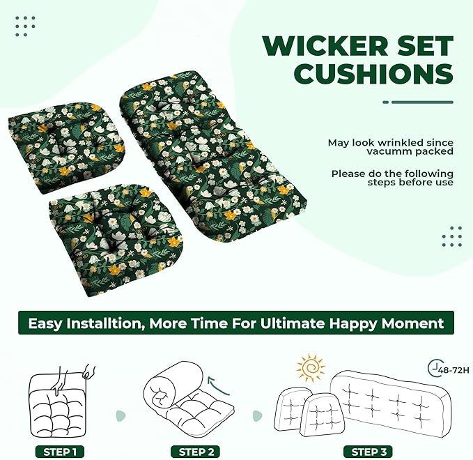DANGHOOGY Wicker Chair Cushions, Waterproof Outdoor Loveseat Cushions - Image 6