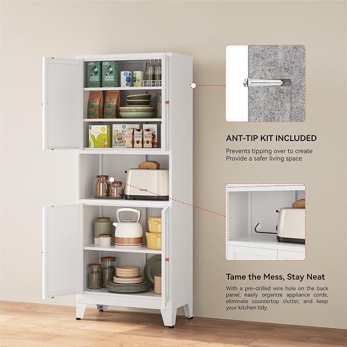YAUWOH 69" Tall Metal Pantry Cabinet - Image 4