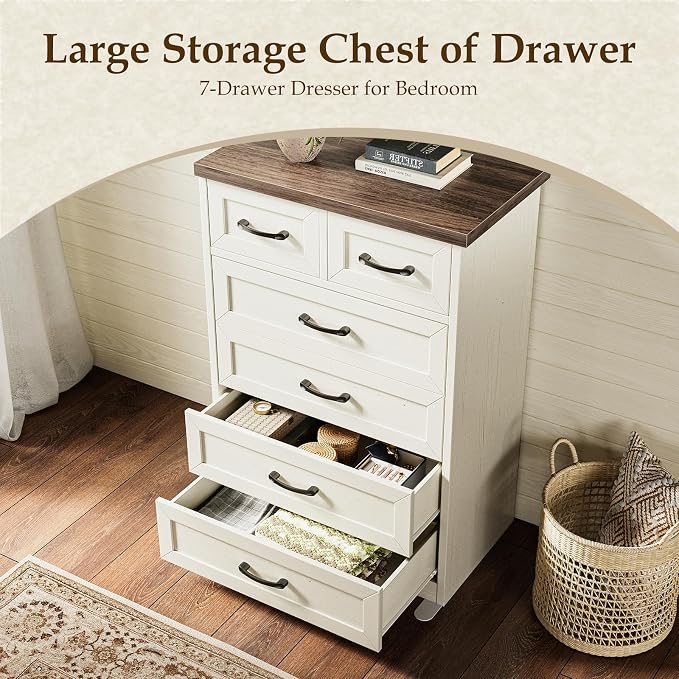 AODK Farmhouse Tall 6 Drawer Dresser - Image 4