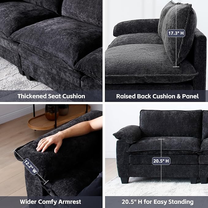mestyl Modular Sectional Sofa Comfy Cloud Couch, 3 Deep Seat Sleeper Sofa Couch - Image 5