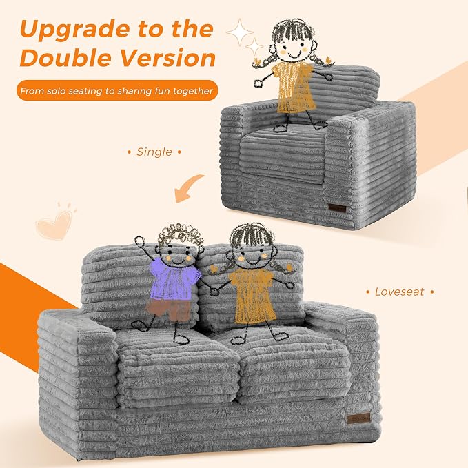 MAXYOYO Extra Wide Kids Bean Bag Chair, Comfy Faux Fur Bean Bag Sofa - Image 5