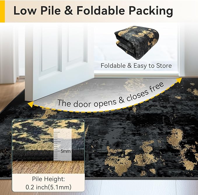 Washable Area Rugs 2x7 Non-Slip Modern Abstract Soft - Image 5