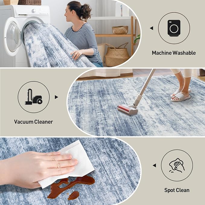 9x12 Area Rugs Washable Rug: Modern Abstract Living Room Rug Soft Anti-Skid - Image 4