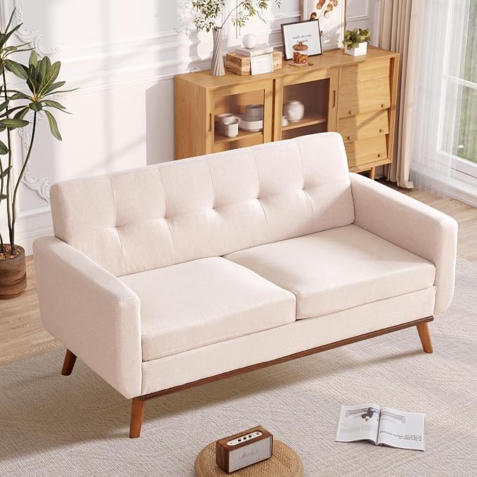 Kingfun 65" W Loveseat Sofa, Mid Century Modern Decor Love Seat Couches - Image 4