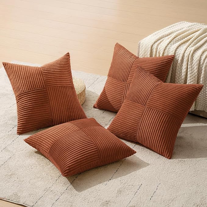 MIULEE Boho Farmhouse Rust Decorative Throw Pillow Covers 20x20 Inch 4 Packs - Image 6