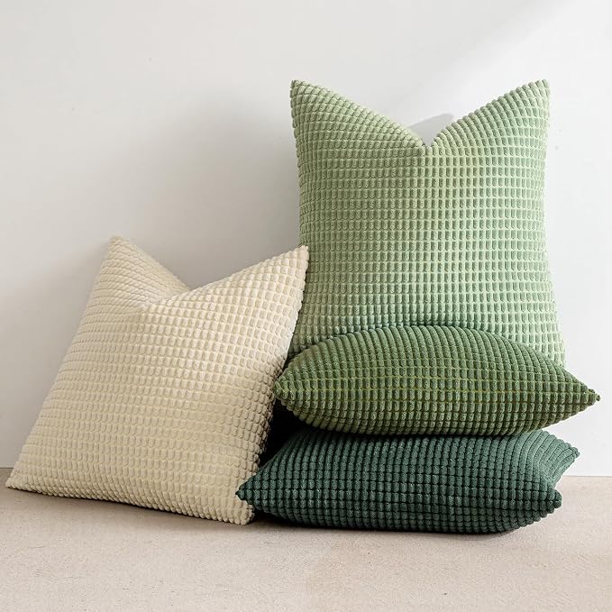 MIULEE Natural Green Pillow Covers 18x18 Inch Set of 4 Spring Modern Nordic - Image 2