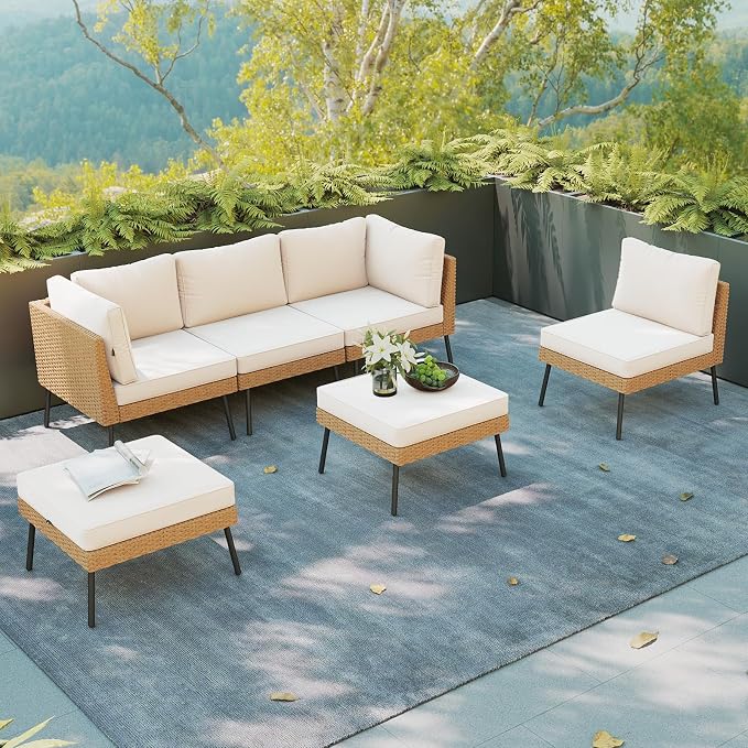 Aoxun 6 Piece Patio Furniture Set, 6 Seats Outdoor Sectional Sofas - Image 4