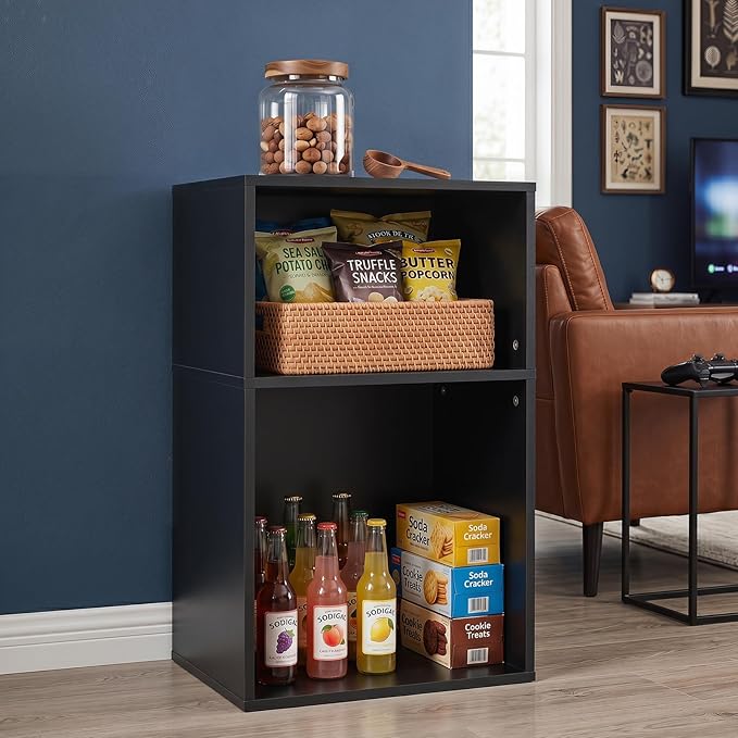YAHARBO 2 Cube Bookshelf, Horizontal Book Shelf, Small Cubby Bookcase - Image 2