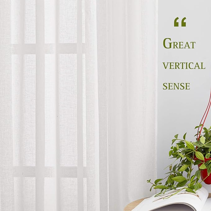 NICETOWN White Sheer Curtains 84 inches Long, Grommet Semi Sheer Light - Image 5