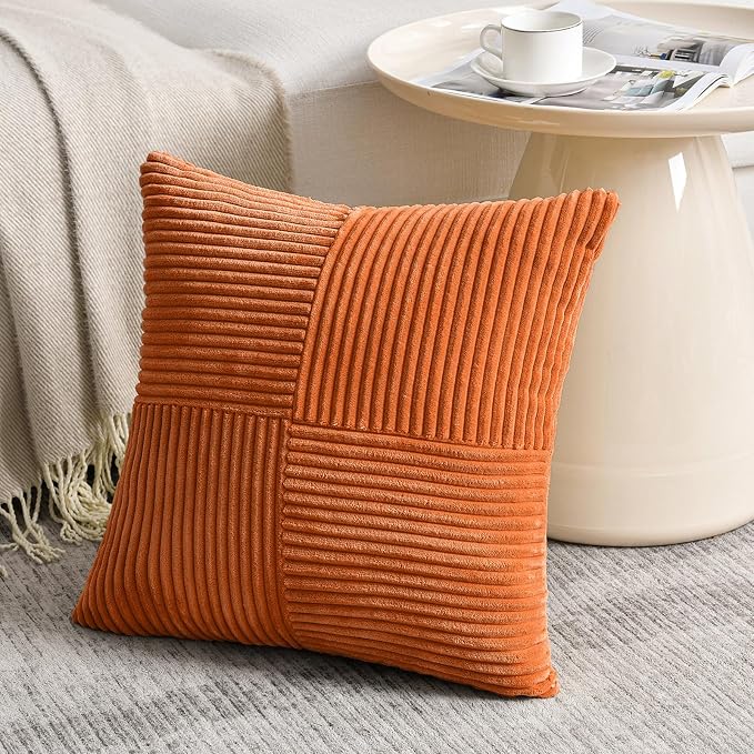 Fancy Homi 2 Packs Burnt Orange Big Decorative Throw Pillow Covers 24x24 Inch - Image 2