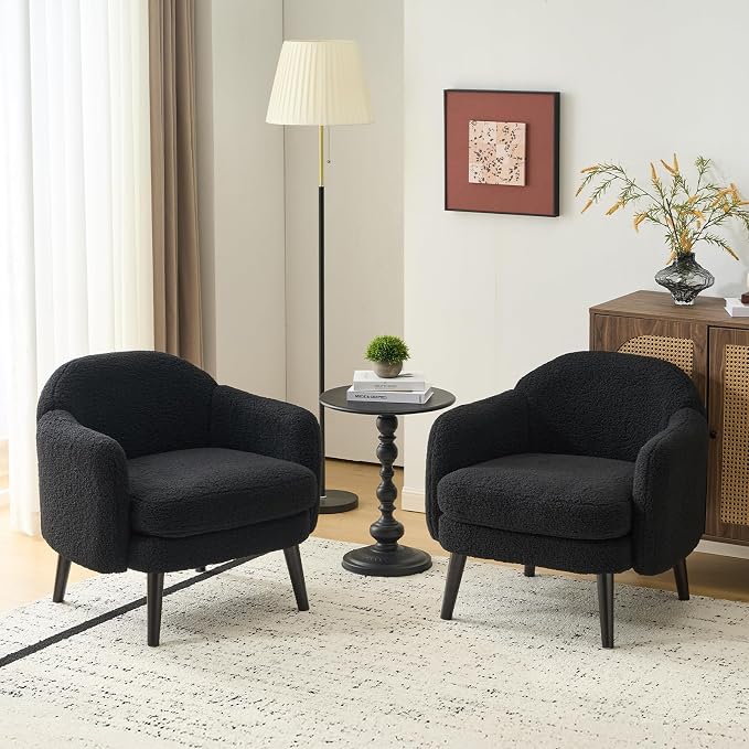VINGLI 30.3" Wide Modern Barrel Accent Armchairs Set of 2 by VINGLI