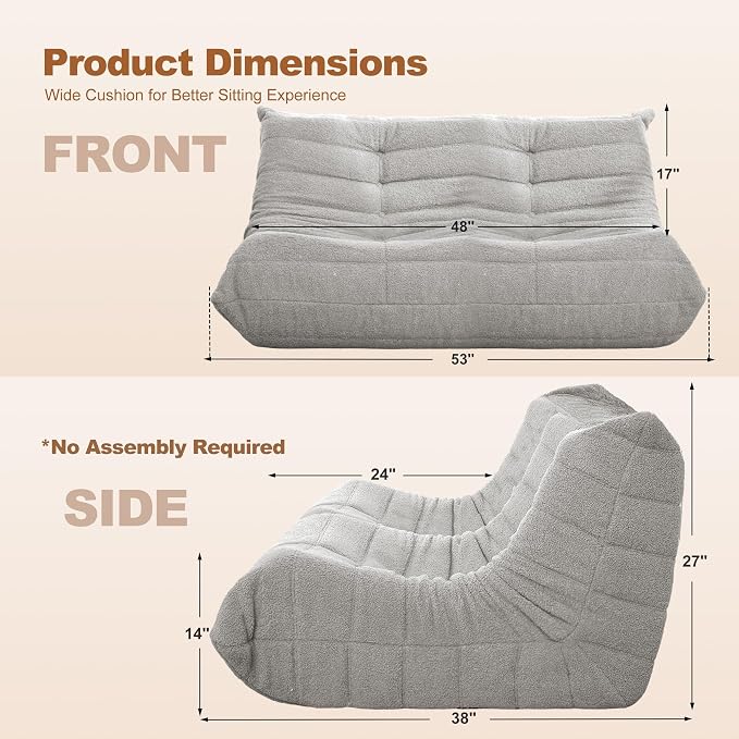 Bean Bag Loveseat Chair Big Sofa Beanbag Chair - Image 2