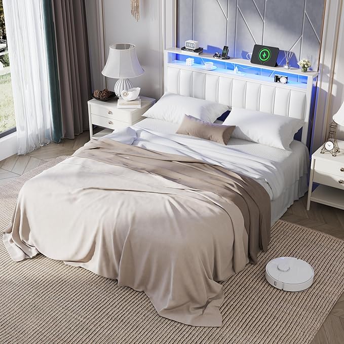 Furnulem White Queen Bed Frame - Image 5