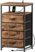 Huuger Night Stand with Charging Station, 4 Drawer Dresser by Huuger