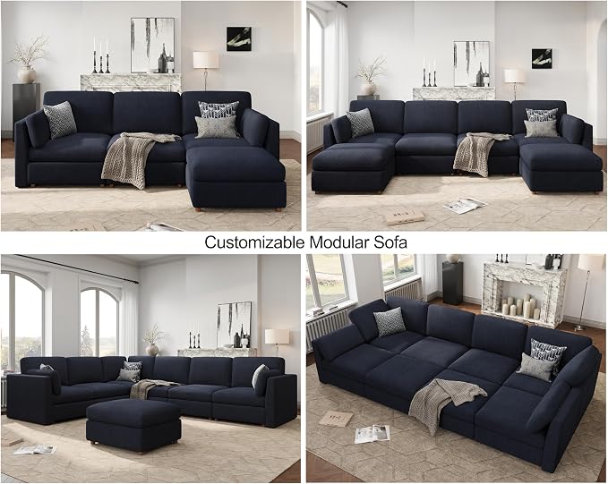 Oversized 2 Seater Modular Sectional Sofa, Solid Wood Frame Sofa, Removable - Image 8
