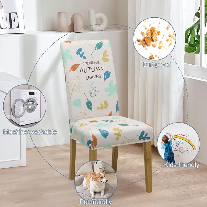 BIETYONE Stretch Dining Chair Covers Set of 6, Soft Removable Washable Kitchen - Image 6