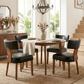 HNY Mid Century Modern Dining Chairs Set of 4, Farmhouse PU Leather Upholstered by HNY