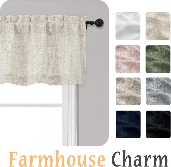 OWENIE Natural Valances for Windows 1 Pcs, Light Filtering Textured Farmhouse - Image 8