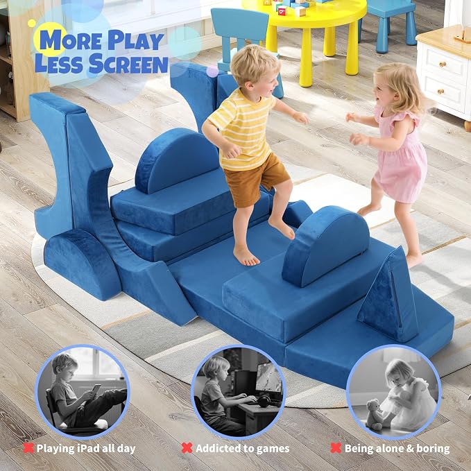 15 Pcs Modular Kids Play Couch, Toddler Couches That Fold Out, Plush Foam Chair - Image 6