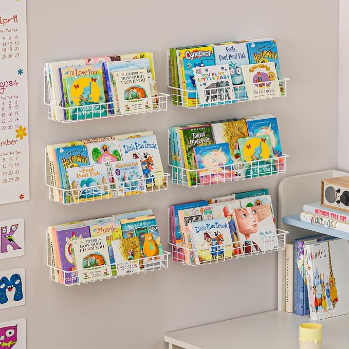 X-cosrack 4-Pack Wall Mounted Metal Kids Bookshelf, Floating Book Shelves - Image 4