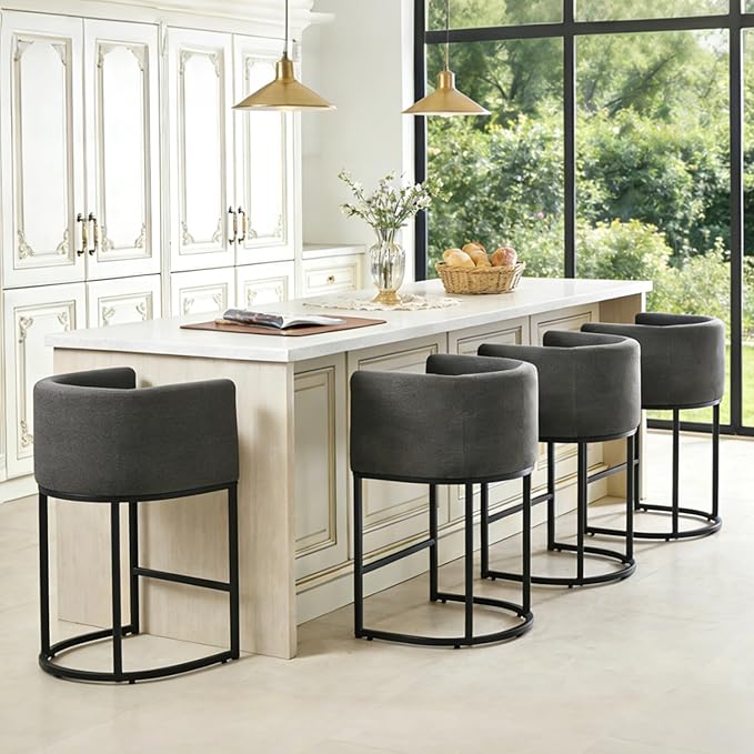 ClinQ 26" H Counter Height Bar Stools Set of 3, Modern Barrel Counter Stools - Image 8