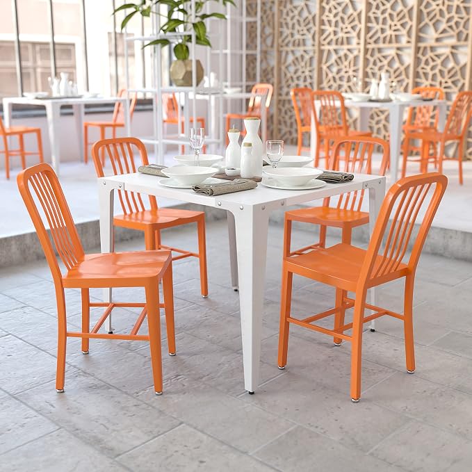 Flash Furniture Gael Commercial Grade 2 Pack Orange Metal Indoor-Outdoor Chair by FlashFurniture