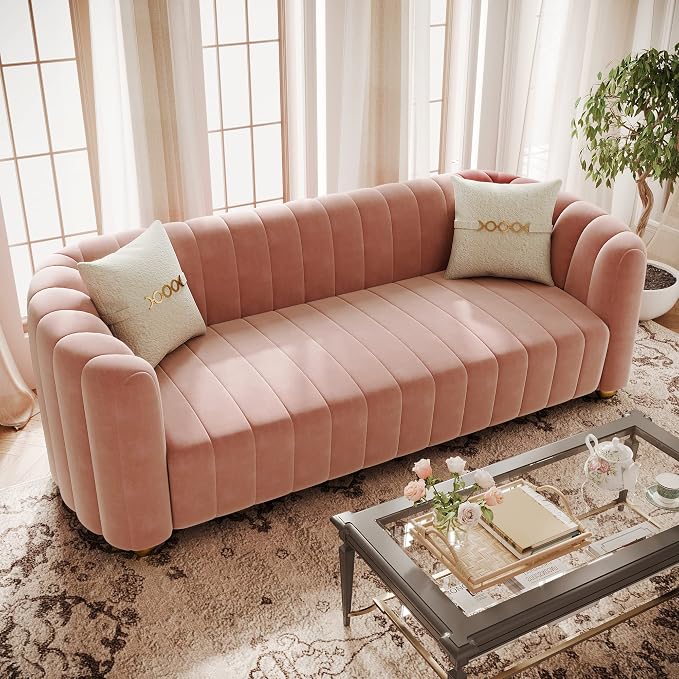 KEAI 83.46" Velvet Couch for Living Room Large Modern Sofa - Image 4