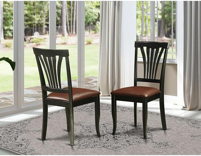 East West Furniture Avon 36" Faux Leather Dining Chairs in Black - Image 2