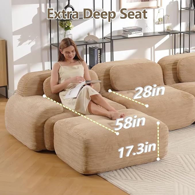 Boneless Sectional Couch, No Assembly Required, 152.7” U Shaped Modular Cloud - Image 5