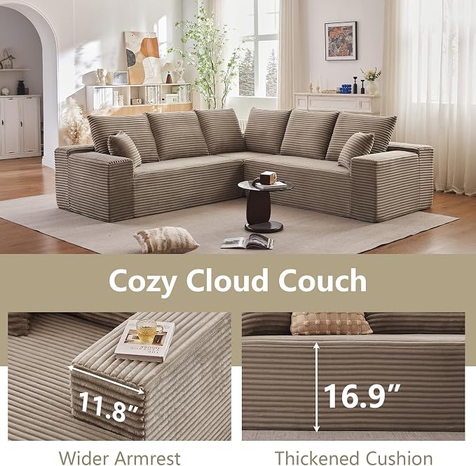 Sectional Cloud Couch for Living Room, Modular Floor Deep-Seat Sofa, Big Comfy - Image 8