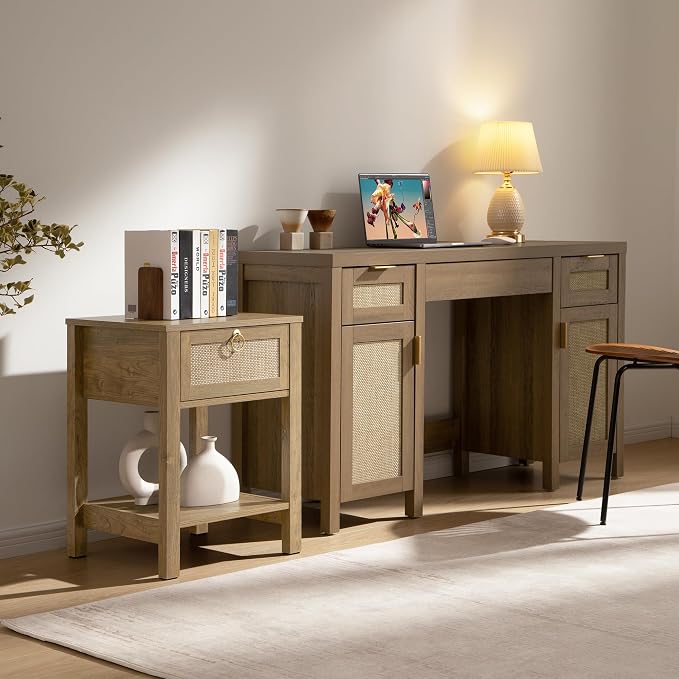 SICOTAS Rattan Nightstand, Rattan Decor Drawer - Image 7