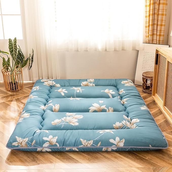 MAXYOYO Floral Printed Rustic Japanese Style Futon Foldable Roll Up Camping - Image 4