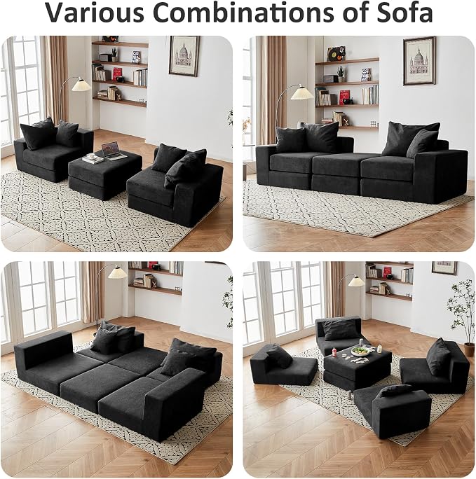 Modular Sectional Loveaeat Cloud Sofa, Boneless Couch - Image 6