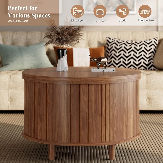 Easyego 31.5" Fluted Round Coffee Table - Image 5