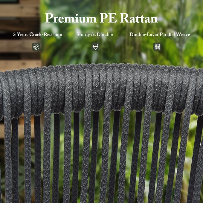 PURPLE LEAF Patio Dining Chair Set Modern Wicker Outdoor Furniture Seating - Image 8