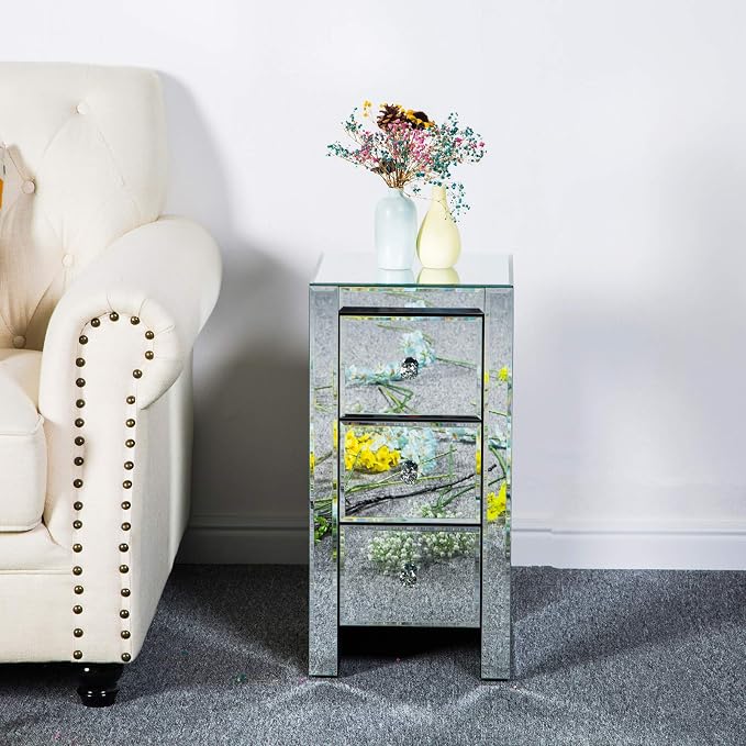 Mirrored End Table Modern Small Sofa Corner Table - Image 6