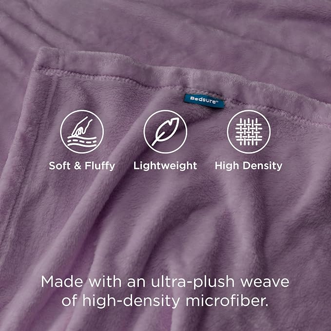 Bedsure GentleSoft Fleece Throw XL Blanket Fog Purple - Image 4