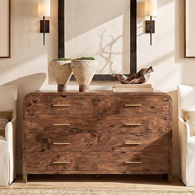 Curved 8-Drawer Dresser for Bedroom, 53.82" Wide Modern Chest of Drawers - Image 5