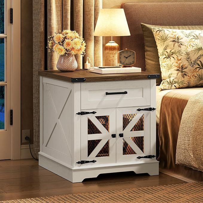 RALGEND White Farmhouse End Table Set of 2, Large End Table - Image 8