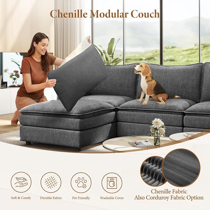 Vesgantti 108" Modular Sectional Sofa, Comfy Cloud Couch - Image 6