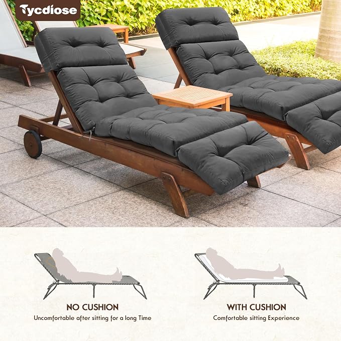 Chaise Lounge Cushions Outdoor Set of 2, 74.4 x 22 x 4.7 Inches Thickened - Image 6
