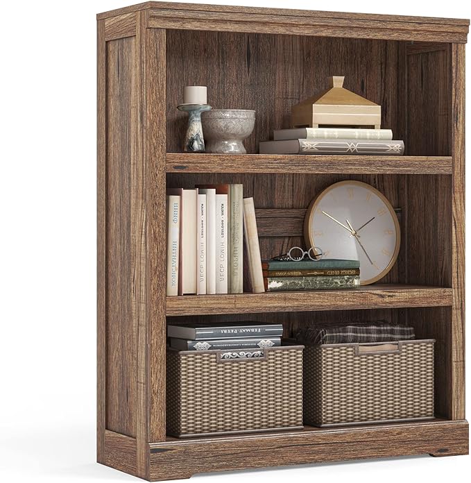 LINSY HOME 3-Tier Bookshelf Display Storage Shelves Farmhouse Bookshelf by LINSYHOME